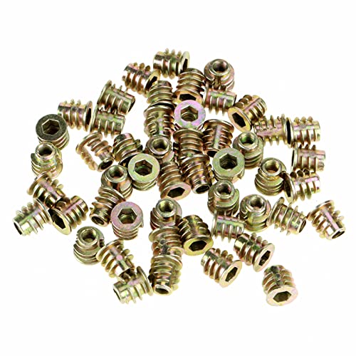 Gegong 50pcs M4 Zinklegierung Sechskantkopfmuttern Möbel Befestigungselemente Holzeinsatzgewinde -Hardware von Gegong