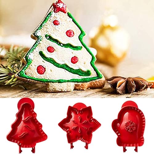 3 Stück Handkuchenformen Weihnachten Teig Presser Pocket Pie Formen Mini Pocket Pie Molds Hand Pie Press Mold Maker Xmas Handschuhe Baum Schneeflocke Pie Mold von Gehanico