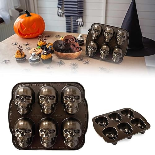 3D Totenkopf Form Backblech Aluminium Schokoladenformen | Schädel Gelee Formen Kuchenformen zum Backen DIY Metall Halloween Formen Backform Kuchenformen für Backzubehör von Gehanico