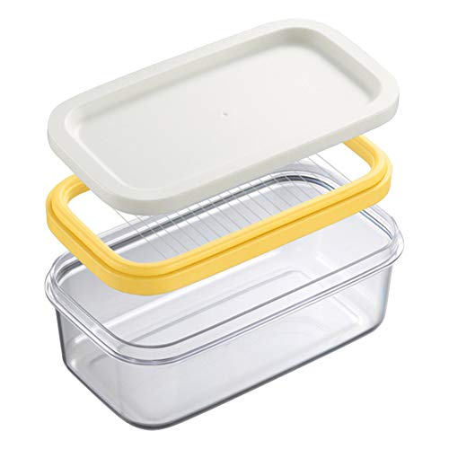 Butterdose Butterteiler Butter Cutting Case Plastik Butter Dish Butter Keeper mit Deckel und Cutter Slicer Butter Box Cheese Keeper für Kühlschrank von Gehanico