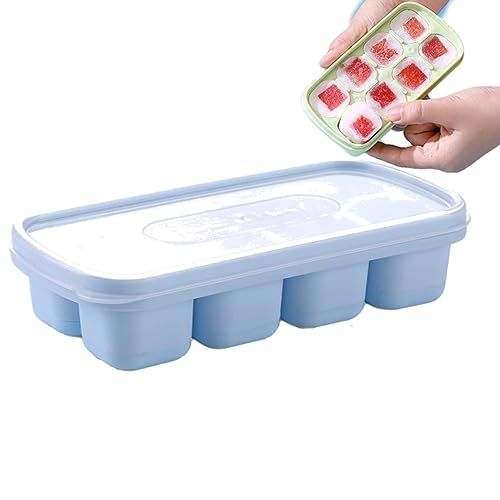 Eiswürfelform Easy Release Silikon und Flexible 8 Eiswürfelformen mit Abnehmbaren Deckeln Platzsparend und Stapelbar Silikon Quadratische Eiswürfel LFGB Zertifiziert BPA-frei für Gefrierschrank von Gehanico