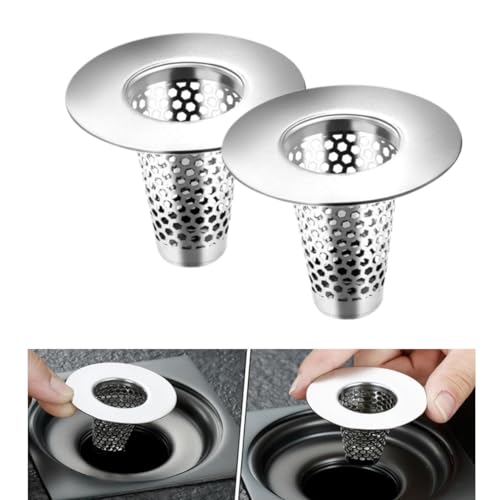 Gehanico Filter Metall Abflusssieb Badezimmer Waschbecken Abflusssieb Haarfänger Badewanne Abfluss Kanalisation Sieb Netz Duschablauf Abdeckungen Bodenablauf Waschbecken Edelstahl (2 Stück) von Gehanico