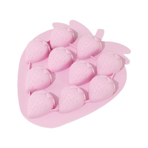 Gehanico 3D Erdbeere Eiswürfel Silikonform Backform Schokolade Candy Mold Ton Harz Handmade Mould Party Cupcake Dekorieren Werkzeuge (PINK) von Gehanico