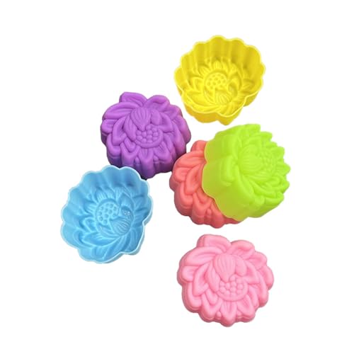 Gehanico 5cm Lotus Silikon Form 5 STK Cupcake Kuchen Form Muffin Backen Nonstick, Hitzebeständige Wiederverwendbare Osterkuchen Osterdekoration Formen (5 STK) von Gehanico