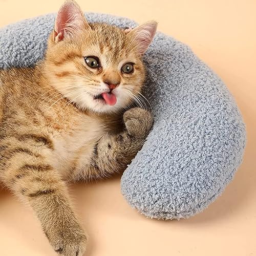 Gehanico Nacken Katzenkissen Halbe Krapfen Katzen Kissen Beruhigendes Kuschelkissen für Katzen Haustierzubehör Kleines Kissen Weiches Universal Kissen U-Form (Grau) von Gehanico