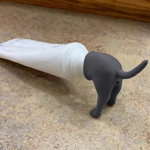 Gehanico Pooping Dog Butt Toothpaste Topper Dog Butt Zahnpasta Topper Pooping Toothpaste Cap Toothpaste Squeezer das Zähneputzen für Kinder lustig (Grau) von Gehanico