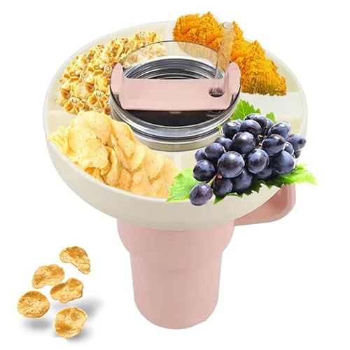 Gehanico Snack Bowl Snack Storage Ring Süßigkeiten Tray Nüsse Platter Container Box mit 3 Fächern für Appetizer Food Plate Cup Holder (Weiß) von Gehanico