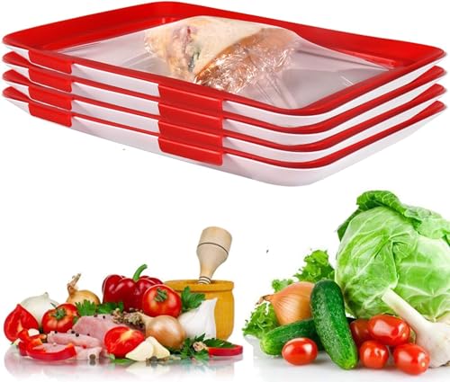 Gehanico Troiphveilla Frischhaltebox, Fresh Frischhalteplatten Umweltfreundliches Design Wiederverwendbares Einmachtablett Tablett Vakuumversiegelung Konservierung Stapelbox Frischhaltedose (4) von Gehanico