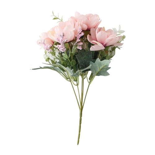 Künstliche Pflanzen, Blumen, Kunstseide, Blumenstrauß für Zuhause, Küche, Arrangement, Hochzeit, Garten, Party, Tischdekoration, Festival-Dekoration, Geschenk für den Frühling (Fleischrosa) von Gehanico