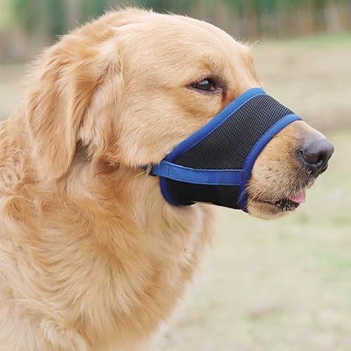 Maulkorb Hunde Nylon Maske Verhindert Beißen Und Fressen Bellen Und Kauen Für Große Hunde Verstellbarer, Für Verbindungsgurt Kleine Mittlere Große Hunde (L,Blau) von Gehanico