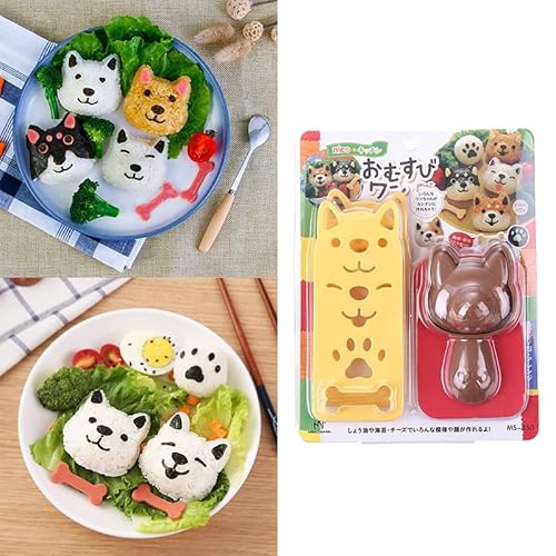 Onigiri Form Rice Ball Mold Set Cute Tier Shape Rice Ball Maker für Mittagessen im Kindergarten Lovely Onigiri Form Pattern Anti-Adhesive (Hund) von Gehanico