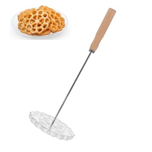 Rosenküchleform Waffel Rosetten Traditionelle Rosette Waffelformen Waffelbäckerei Roseneisen Waffelförmchen Für Rosette Hausgemachte Küche Gebäckform Teigform Waffeleisen (Flower-Straight Handle) von Gehanico