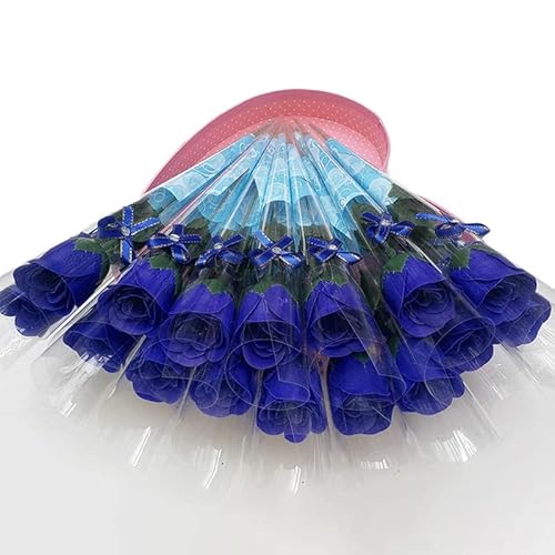 Seifenblumen Künstliche Blumen Nicht Absterbende Rosen Rosen Seifenblumen Rosenset 16er Set Muttertagsgeschenk Socken Seifenblumen Kleines Geschenk Dankeschön Gegengeschenk (Blau*16) von Gehanico