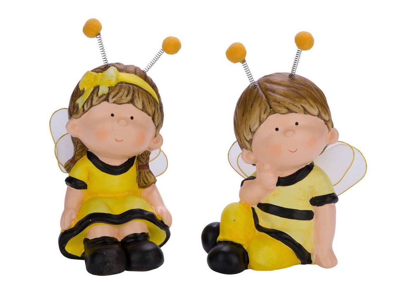 Gehlmann Dekofigur Bienenkinder, 2 Stück, Ton, schwarz / gelb, vers. Motive, Größen, handgefertigt Tonarbeiten von Gehlmann