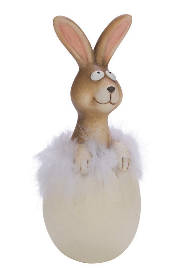 Gehlmann Dekofigur Keramik - Schaf oder Hase mit Federkragen, Osterhase, Osterschaf von Gehlmann