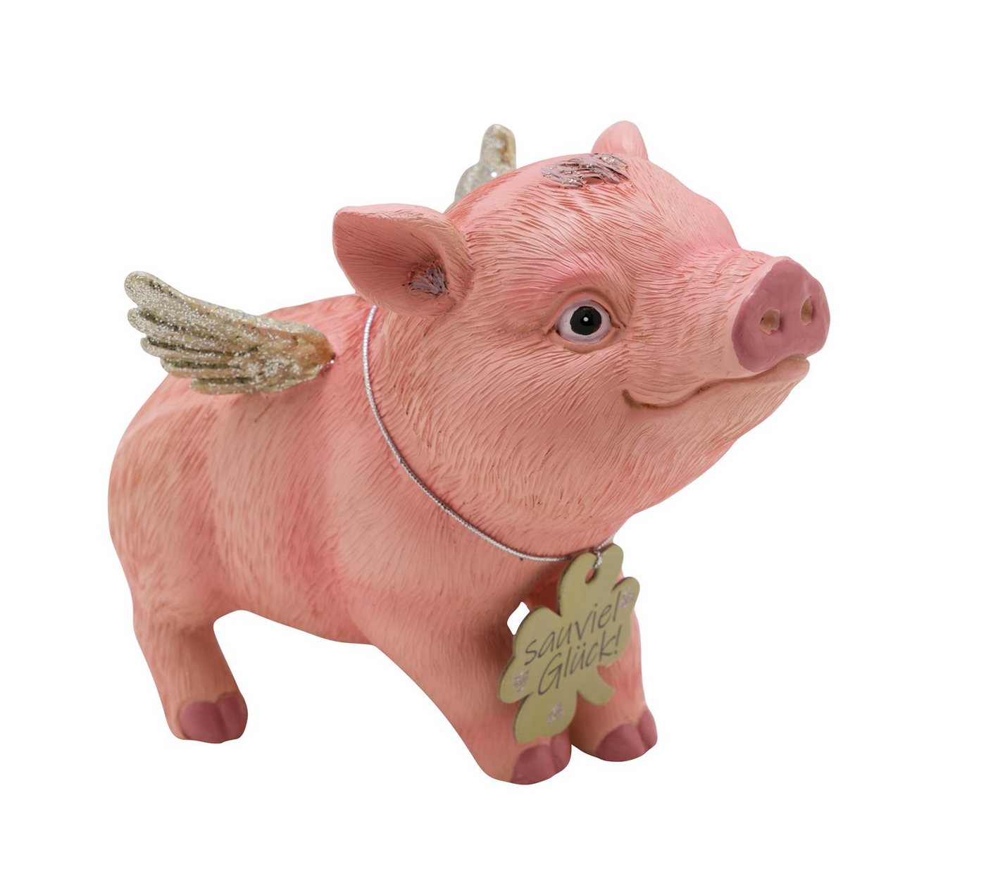 Gehlmann Dekofigur Neu Schwein mit Flügeln, rosa / gold, made in Germany von Gehlmann