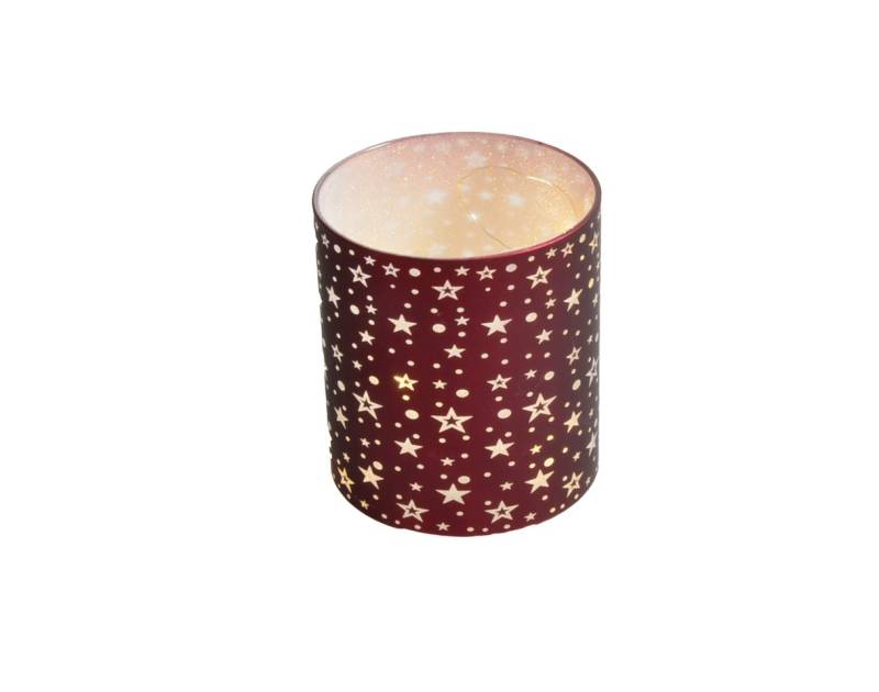 Gehlmann LED Windlicht LED Glaswindlicht Sterne rot/silber von Gehlmann