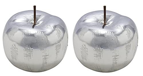 Gehlmann dekorativer Deko-Apfel Dekoobjekt Apfel Keramik Silber glänzend - Matte Optik (22103451-2 x klein) von Gehlmann