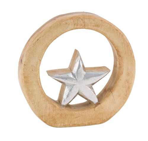 Gehlmann dekoratives Deko-Objekt mit silbernem Sternchen aus Holz in 2 möglichen Größen (groß ca. 20 cm) von Gehlmann