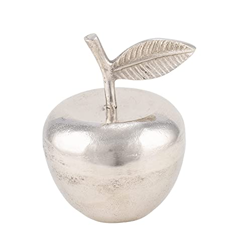 Gehlmann originelles Dekoobjekt Apfel silberfarbig aus leicht rauem Aluminiummetall in 2 Größen (klein ca. 13 x 17,5 cm hoch) von Gehlmann