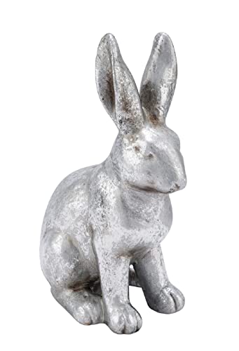 Gehlmann putziger frühlingshafter Osterhase als hockender Ostermoppel in klassischem Silber mit Antikfinish (groß) von Gehlmann