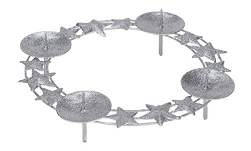 Gehlmann weihnachtlicher dekorativer Adventkranz als Aufsatz zu stecken Sternen Metall mit Silberglitzer (24 cm) von Gehlmann