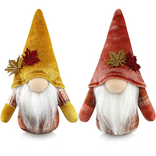 Gehydy 2 Stück Herbst Wichtel Plüsch das Erntedankfest Dekoration Zuhause Urlaub Handgefertigt Sonnenblume Elf Statue Tomte Bauernhaus Urlaub Küche Gestuftes Tablett Party-Dekorationen von Gehydy