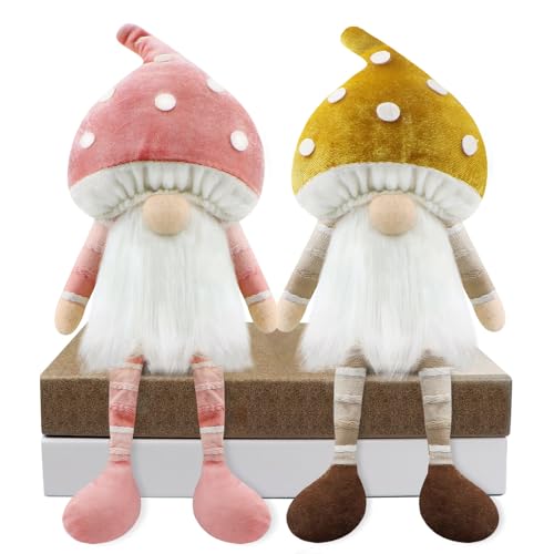 Gehydy 2er Set Wichtel Pilze Handgemachte Sommer Zwerg GNOME Plüsch Deko Haus Ornamente Geschenk Urlaub Figuren Puppe Dekorationen von Gehydy