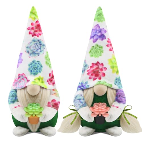 Gehydy Deko Frühling Wichtel Figuren 2er Set Sukkulente Frühlingsdeko Osterwichtel Deko Ostern Zubehör für Home Küche von Gehydy