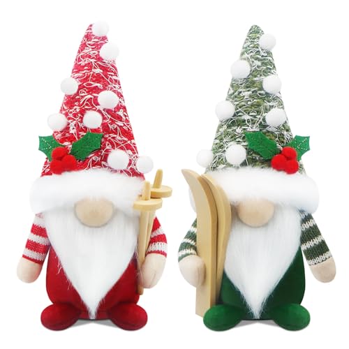 Gehydy Weihnachtswichtel Figuren 2er Set Weihnachtsdeko Wichtel Weihnachten Deko Wichtel Zubehör Dekoration Christmas für Home Küche - Rot & Schwarz von Gehydy