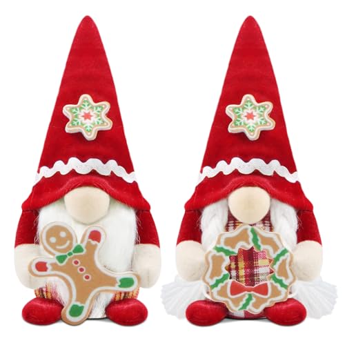 Gehydy Weihnachtswichtel Figuren 2er Set Weihnachtsdeko Wichtel Weihnachten Deko Wichtel Zubehör Dekoration Christmas für Home - Rot von Gehydy