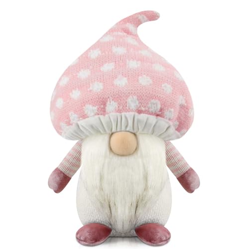 Gehydy Wichtel Pilze Handgemachte Sommer Zwerg GNOME Plüsch Deko Haus Ornamente Geschenk Urlaub Figuren Puppe Dekorationen - Rosa von Gehydy