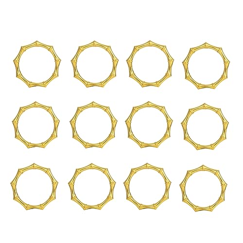 Geieold 12 Stück Goldene Serviettenringe im Bamboo Knuckles- für Tischdekoration, Hochzeit, Party, Geburtstag von Geieold