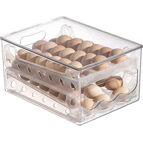 Geieold Schiebe-Eier-Aufbewahrungsbox, Eierhalter, Behälter, Kühlschrank-Schublade, Stapelbare Lebensmittel-Eier-Box, Küche, Kühlschrank-Organizer von Geieold