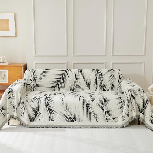 Geila Sofadecke, 2/3/4 Sitzer Sofadecke, rutschfester Sofabezug, Stretch-Sofaschoner, kratzfestes Sofahandtuch (Schwarz, 180 x 340 cm) von Geila