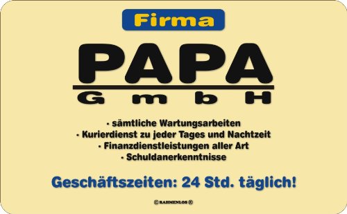 Frühstücksbrettchen Brotzeitbrettchen "Firma Papa GmbH" Resopal 23,5x14,5cm echte RICOLOR® Kult-Frühstücksbrettchen Made in Germany von Geile-Fun-T-Shirts