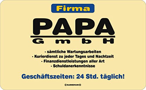 Frühstücksbrettchen Brotzeitbrettchen "Firma Papa GmbH" Resopal 23,5x14,5cm echte RICOLOR® Kult-Frühstücksbrettchen Made in Germany von Geile-Fun-T-Shirts