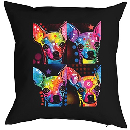 Geile-Fun-T-Shirts Color Zierkissen Neon Chihuahua Sofakissen Hund Geschenk Kissen 40 x 40 cm geil Bedruckt von Geile-Fun-T-Shirts