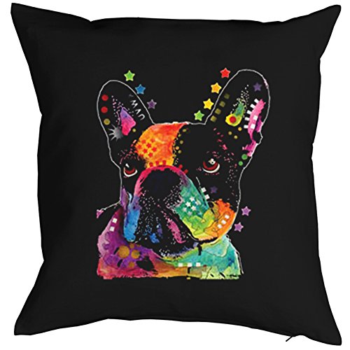 Geile-Fun-T-Shirts Color Zierkissen Neon Französische Bulldogge Sofakissen Hund Geschenk Kissen 40 x 40 cm geil Bedruckt von Geile-Fun-T-Shirts