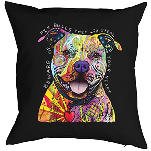 Geile-Fun-T-Shirts Color Zierkissen Neon Pitbull Sofakissen Hund Geschenk Kissen 40 x 40 cm geil Bedruckt von Geile-Fun-T-Shirts