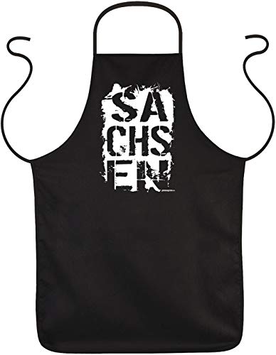 Herren Grillschürze schwarz - Sachsen - lustige Grill Koch Küchen-Schürze cooles Vatertag oder GeburtstagsGeschenk für Männer von Geile-Fun-T-Shirts