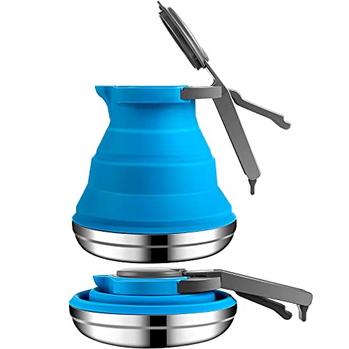 Geiserailie Camping Kaffeekanne Tragbare Camping Topf Camping Wasserkocher Outdoor Camping Kaffeekanne Wandern Camping Wasserkocher für Wandern Reisen und Outdoor (blau) von Geiserailie