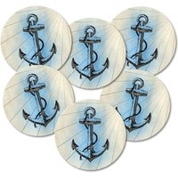 Untersetzer 6-Tlg. Set "Anker" Mit Korkrückseite - Korkuntersetzer von GeistundGeschenk