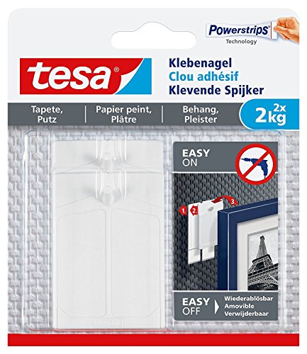 Tesa Spar-Set 2x: 77776-00000-00 Klebenagel,Tapete&Putz,2x2Kg,Blister WEISS von Geizhaus24