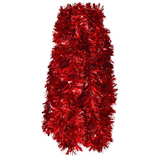 Gejoy 32,8 Feet Weihnachten Lametta Girlande Metallisch Lametta Girlande Glänzend Hängende Dekoration für Weihnachtsbaum Kranz Hochzeit Party Lieferung (Rot) von Gejoy