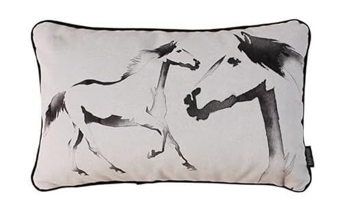 Samt Zwei Pferde | 30 x 50 cm | Kissenbezug | Samt/Polyester von Gek op kussens!