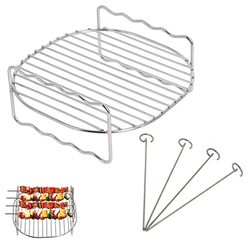 Heißluftfritteusen-Gestell, kompatibel mit Tefal 4,2 l Cosori 3,5 l / 3,8 l Salter, 4,5 l Turm, 4 l, Ninja 3,8 l, Philips 4,1 l Air Fryer Zubehör, 304 Edelstahl, doppellagiges Gestell mit 4 Spießen Heißluftfritteusen-Gestell, kompatibel mit Tefal 4,2 l Cosori 3,5 l / 3,8 l Salter, 4,5 l Turm, 4 l, Ninja 3,8 l, Philips 4,1 l Air Fryer Zubehör, 304 Edelstahl, doppellagiges Gestell mit 4 Spießen von Gekufa