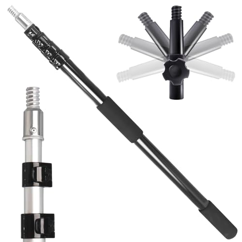 Gekufa Teleskopstange 6m, Verlängerungsstange, 0.9m-3.6m Mehrzweck-Teleskopstiel mit Universal Twist on Metallspitze, Leicht und Einstellbar Reach Telescopic Extension Pole von Gekufa