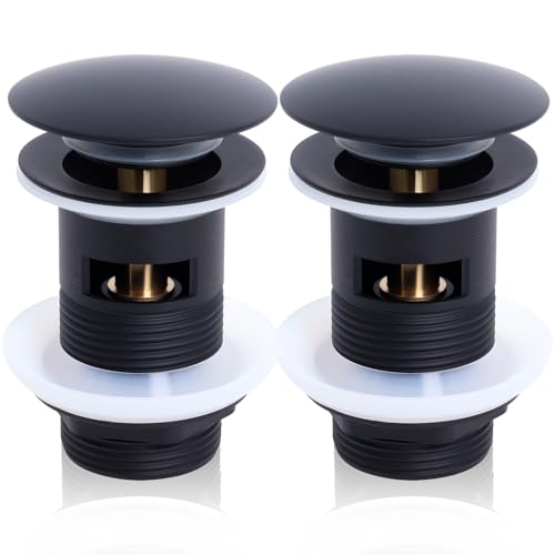 Waschbecken Ablaufgarnitur mit überlauf Abflussgarnitur Pop Up Ventil Waschtisch abfluss ventil Click Clack Schwarz– 2er Set Waschbecken Ablaufgarnitur mit überlauf Abflussgarnitur Pop Up Ventil Waschtisch abfluss ventil Click Clack Schwarz– 2er Set von Gekufa