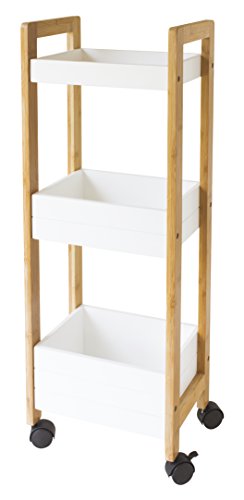 GELCO 709803 NATO Servierwagen mit 3 Ablagen Bambus weiß 79 x 19 x 28 cm von GELCO